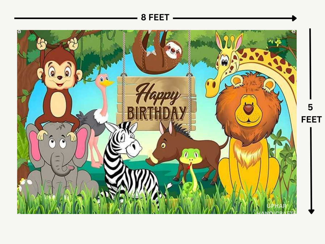 Kids Jungle Safari Backdrop for Birthday Party