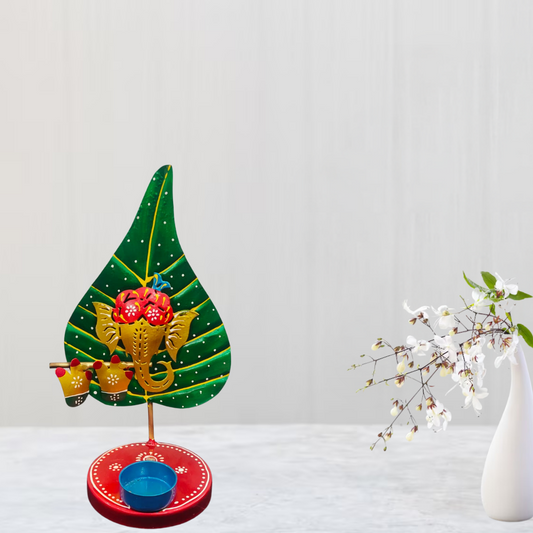 Beautiful Green Pan Ganesha T-light Candle Holder for Home Decor and Gifting