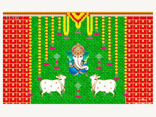 Ganesh Ji Pichwai Wall Hanging Backdrop for Home Decor, Pooja Events & Housewarming