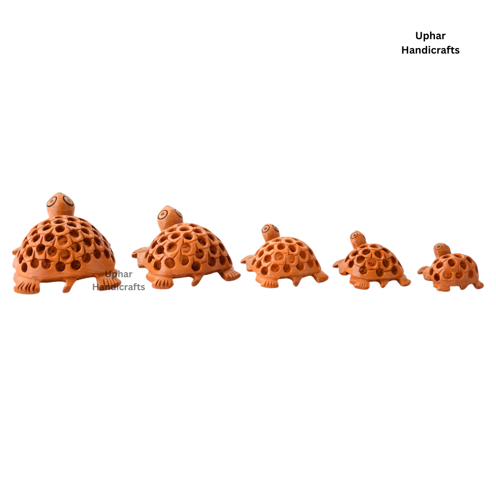 Set of 5 Wooden Handwork Tortoises for Gifting and Home Decor