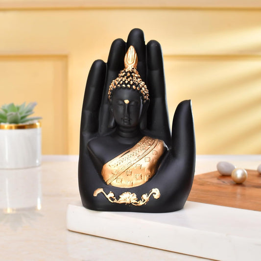 Buddha Idol Palm Polyresin Statue Showpiece For 5.5 Inches