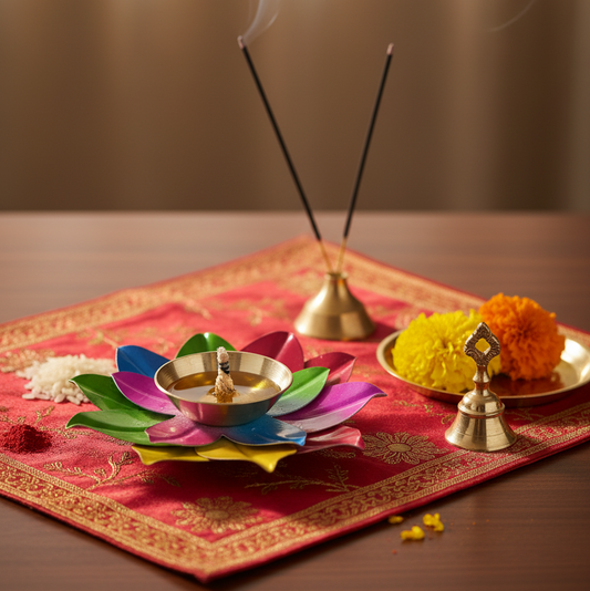 Ethnic Lotus Shape Diya for Pooja, Temple, Home & Spiritual Decor