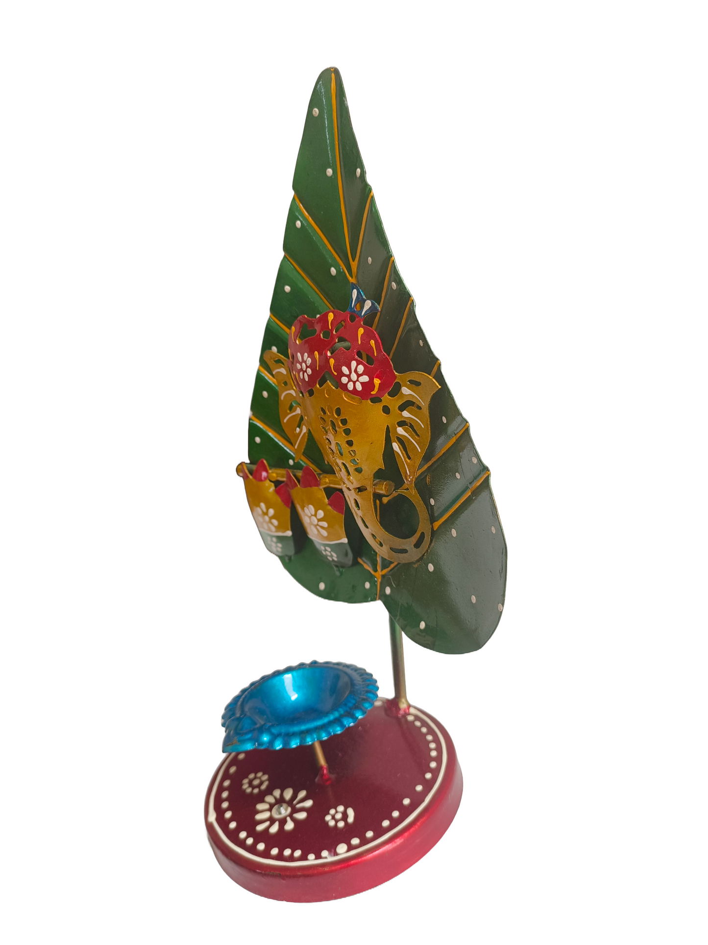 Ganesh Pan Patta Metal Tea Light Holder Handcrafted Diya Stand for Indian Home Decor & Diwali Gifting