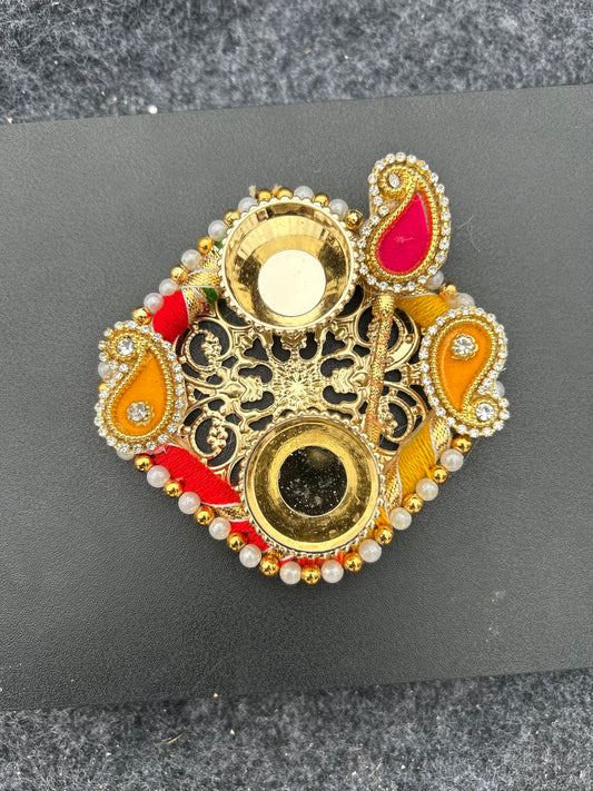 Akshat Kumkum Thali With Tikka Stick