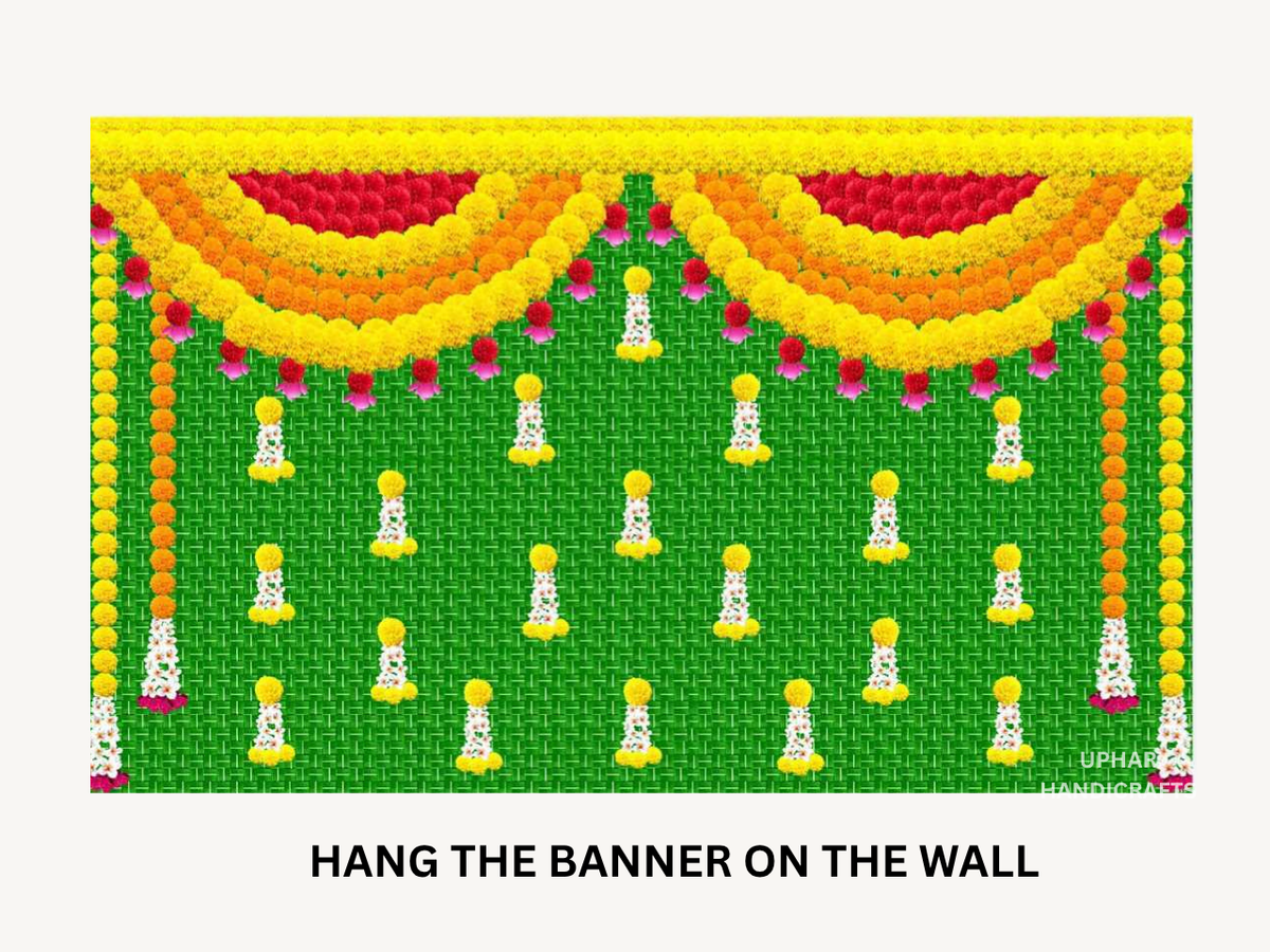 Green Yellow Pooja Fabric Backdrop
Indian Traditional Ritual Decoration
5x8 Feet Large Wall Hanging
Cotton Mix Reusable Fabric Backdrop
Mandir and Altar Background Decor
Diwali Navratri and Ganesh Chaturthi Decor
Uphar Handicrafts