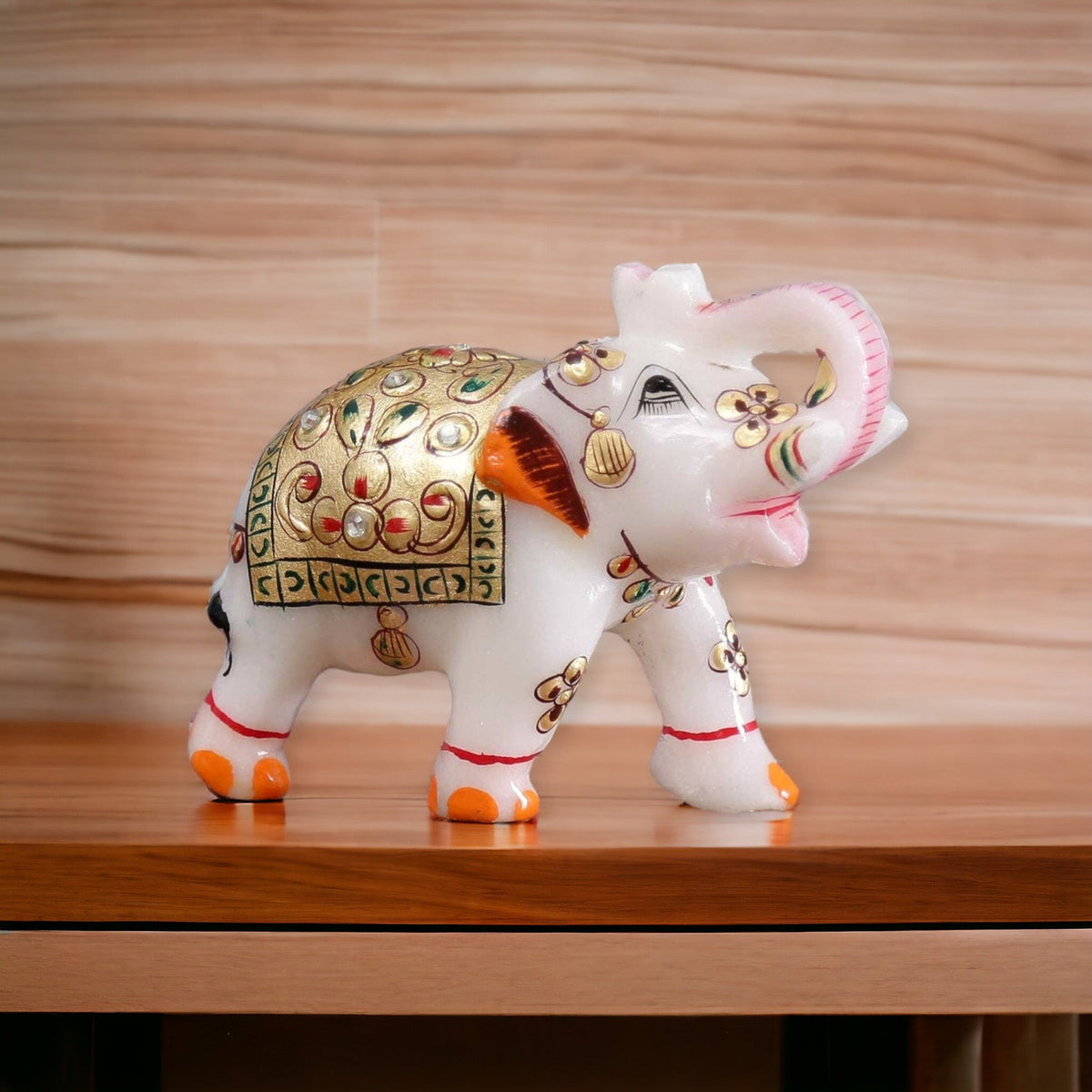 Handcrafted Marble Meenakari Elephant Pair
Two White Marble Elephant Statues
Intricate Traditional Meenakari Artwork
Colorful Enamel Design on Marble
Pooja Temple and Spiritual Home Decor
Indian Wedding and Return Gift Idea
Uphar Handicrafts