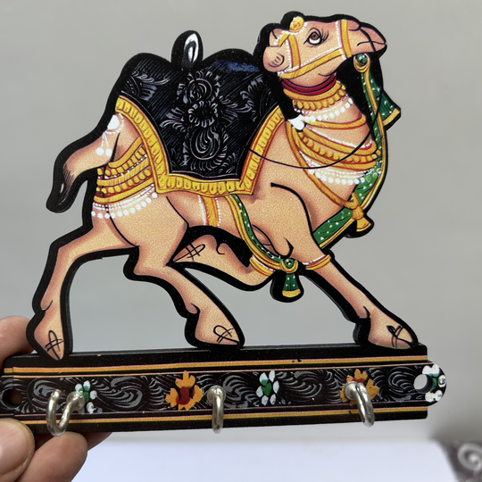 Wooden Camel Design Key Holder with three hooks