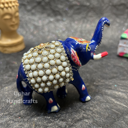 Hand Painted handwork Metal elephant for home decor and gifting Set of 2