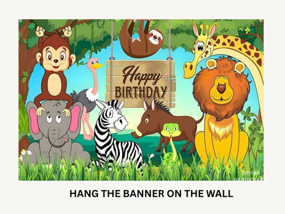 Kids Jungle Safari Backdrop for Birthday Party
