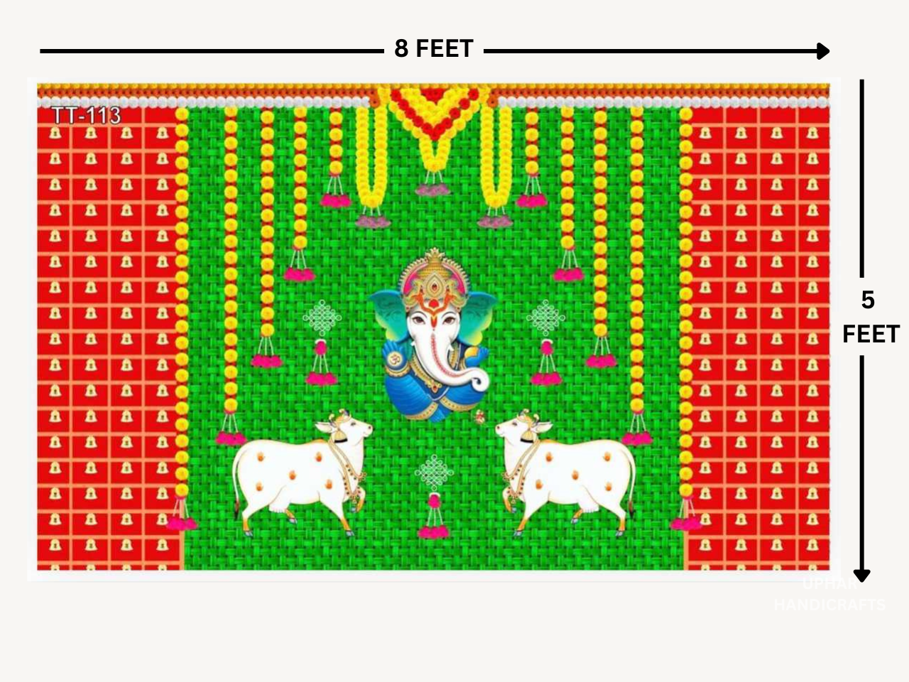 Ganesh Ji Pichwai Wall Hanging Backdrop for Home Decor, Pooja Events & Housewarming