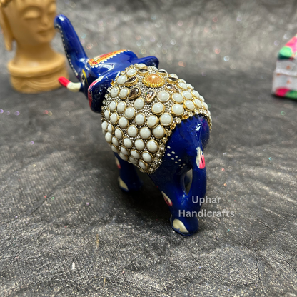 Hand Painted handwork Metal elephant for home decor and gifting Set of 2