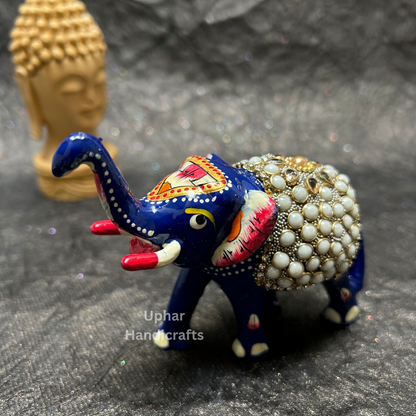 Hand Painted handwork Metal elephant for home decor and gifting Set of 2