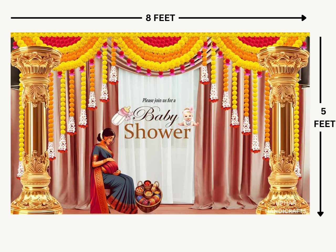 Baby Shower Backdrop for Baby Arrival Decoration