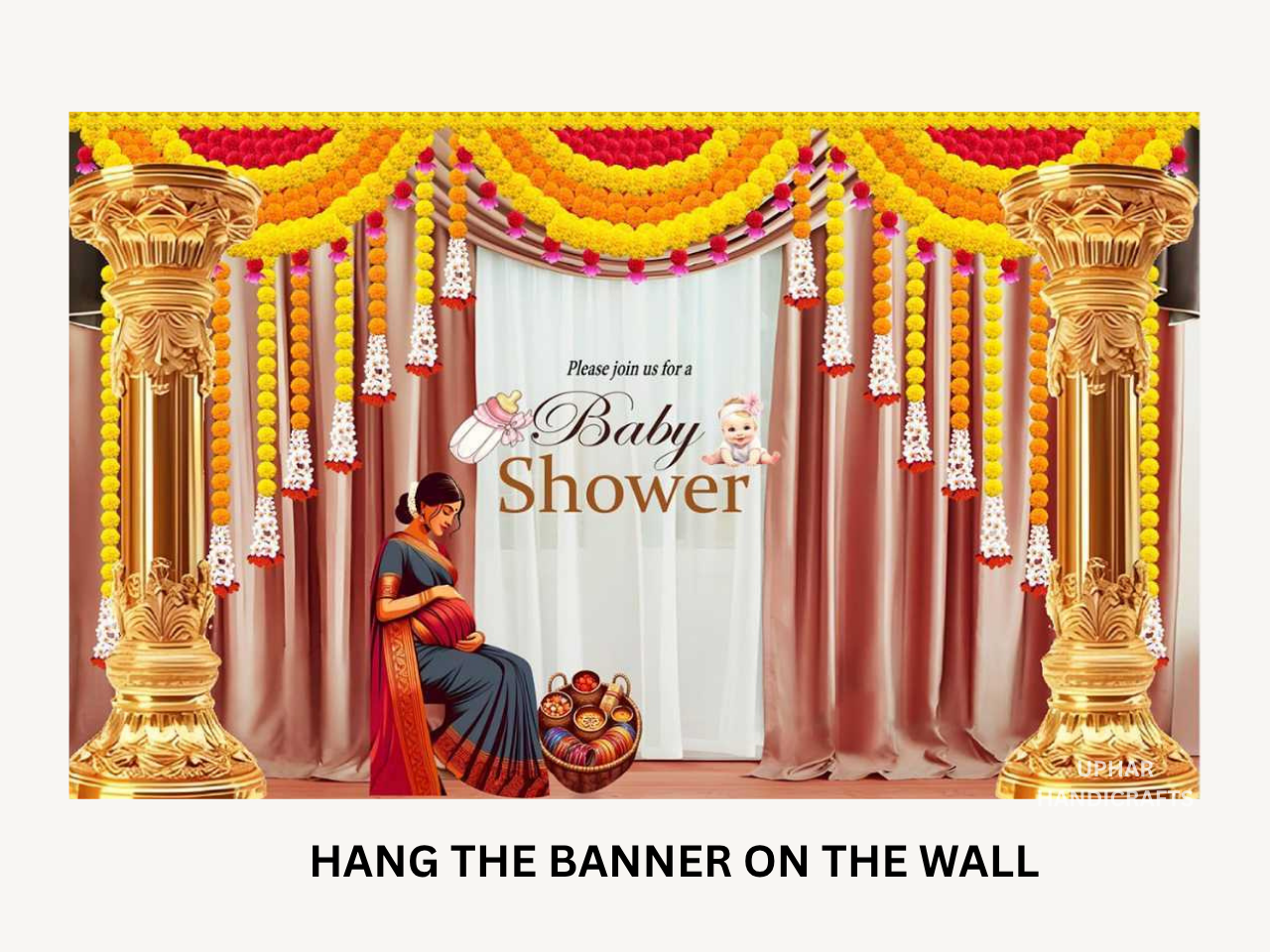 Baby Shower Backdrop for Baby Arrival Decoration