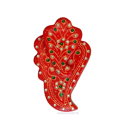 Marble Kumkum Holder with Hand Painting | Elegant Rajasthani Artwork & Kundan Stones Chopra for Temple & Festive Decor