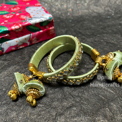 Set of two fabric glass work bangles for Ladies sangeet  return gift
