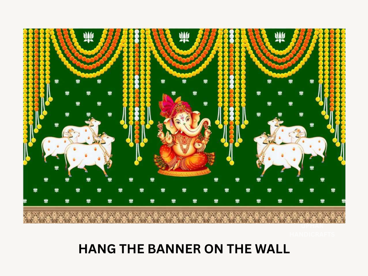 Ganpati and Cultural Pichwai Backdrop Wall Hanging for Indian Pooja & Festivals
