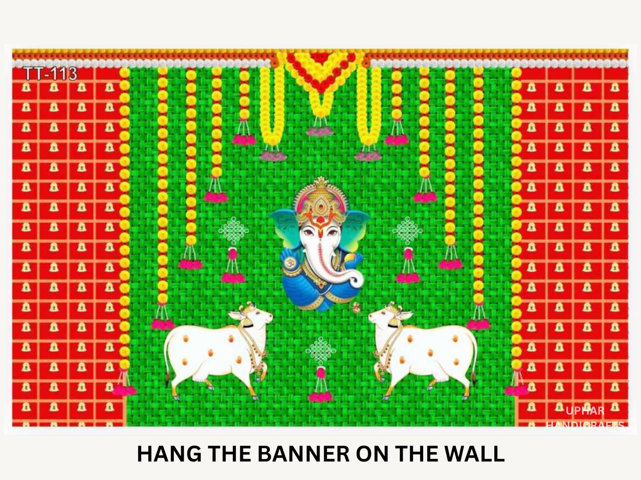 Ganesh Ji Pichwai Wall Hanging Backdrop for Home Decor, Pooja Events & Housewarming
