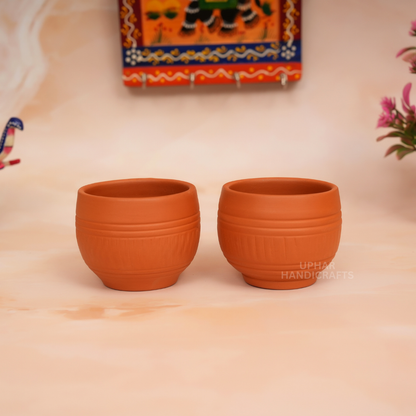 Handmade Clay Coffee Cups Set of 2 – Eco-Friendly Natural Terracotta Tea Mugs