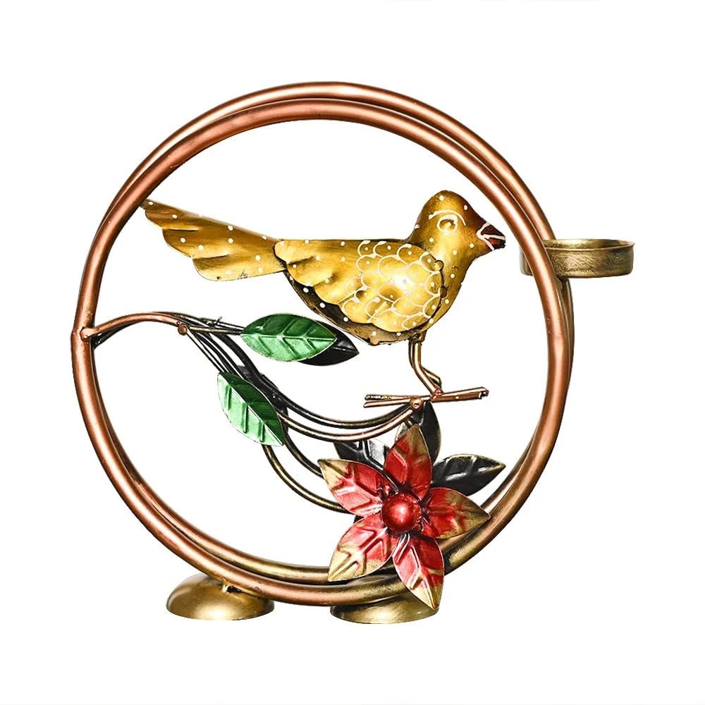 Round Bird T-Lite Candle Holder - Home Decor for Tabletop, Living Room & Gifts