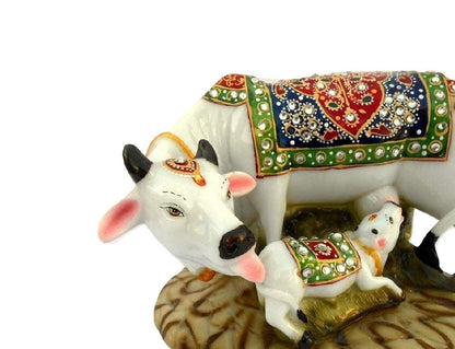 Marble dust/Polyresin Cow and Calf Big Statue/Idol, 5x3x3Inch