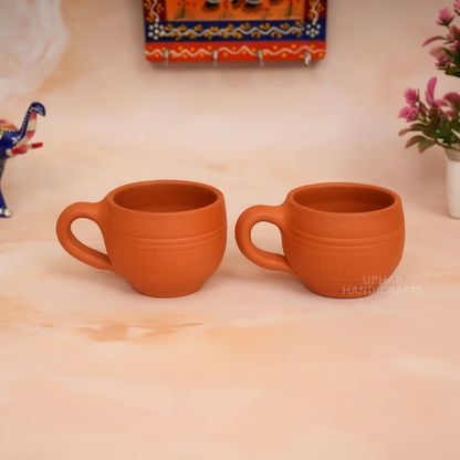 Handmade Clay Coffee Cups Set of 2 – Eco-Friendly Natural Terracotta Tea Mugs