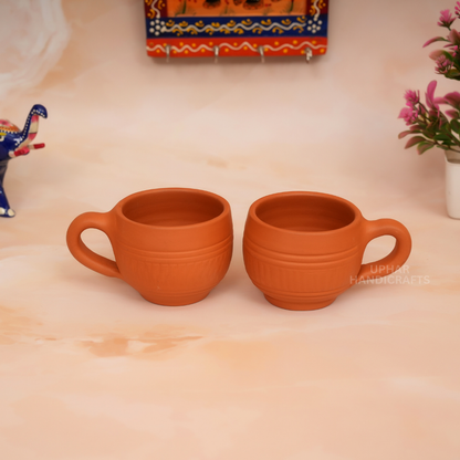 Handmade Clay Coffee Cups Set of 2 – Eco-Friendly Natural Terracotta Tea Mugs