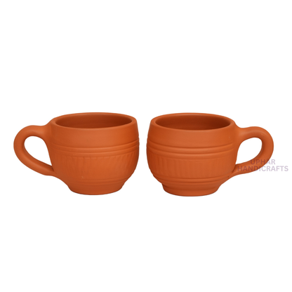 Handmade Clay Coffee Cups Set of 2 – Eco-Friendly Natural Terracotta Tea Mugs