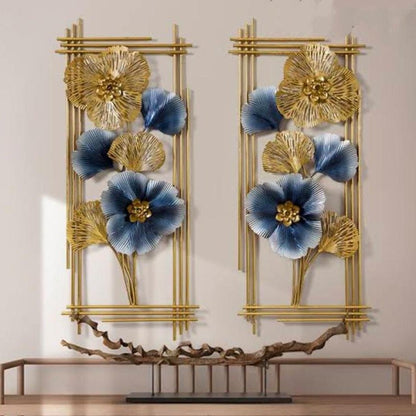 Handcrafted Metal Double IRIS FRAME S2 Decorative Wall Art/Sculpture for Home Living Room Decor  (15 * 2 * 36 INCH)