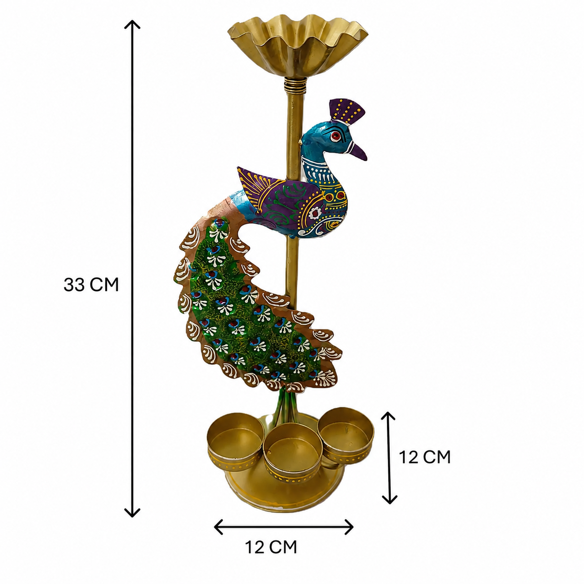 Colourful brass Oil Lamp Holder
Handpainted Peacock Bird Tealight Holder
Hand Painted Art
Rajasthani Traditional Art
Uphar Handicrafts