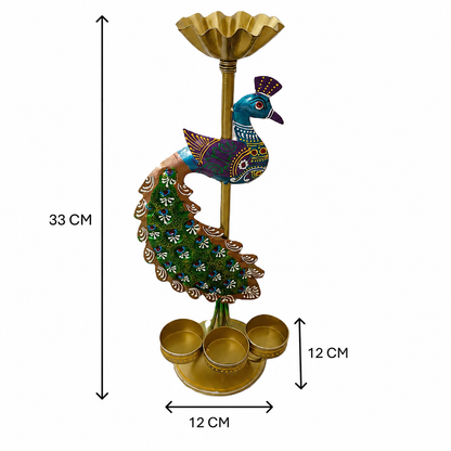 Colourful brass Oil Lamp Holder
Handpainted Peacock Bird Tealight Holder
Hand Painted Art
Rajasthani Traditional Art
Uphar Handicrafts