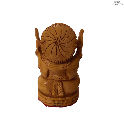 Hand-Carved Wooden Ganesh Statue (3 Inch) Lord Ganesha Idol for Home Decor, Puja & Meditation
