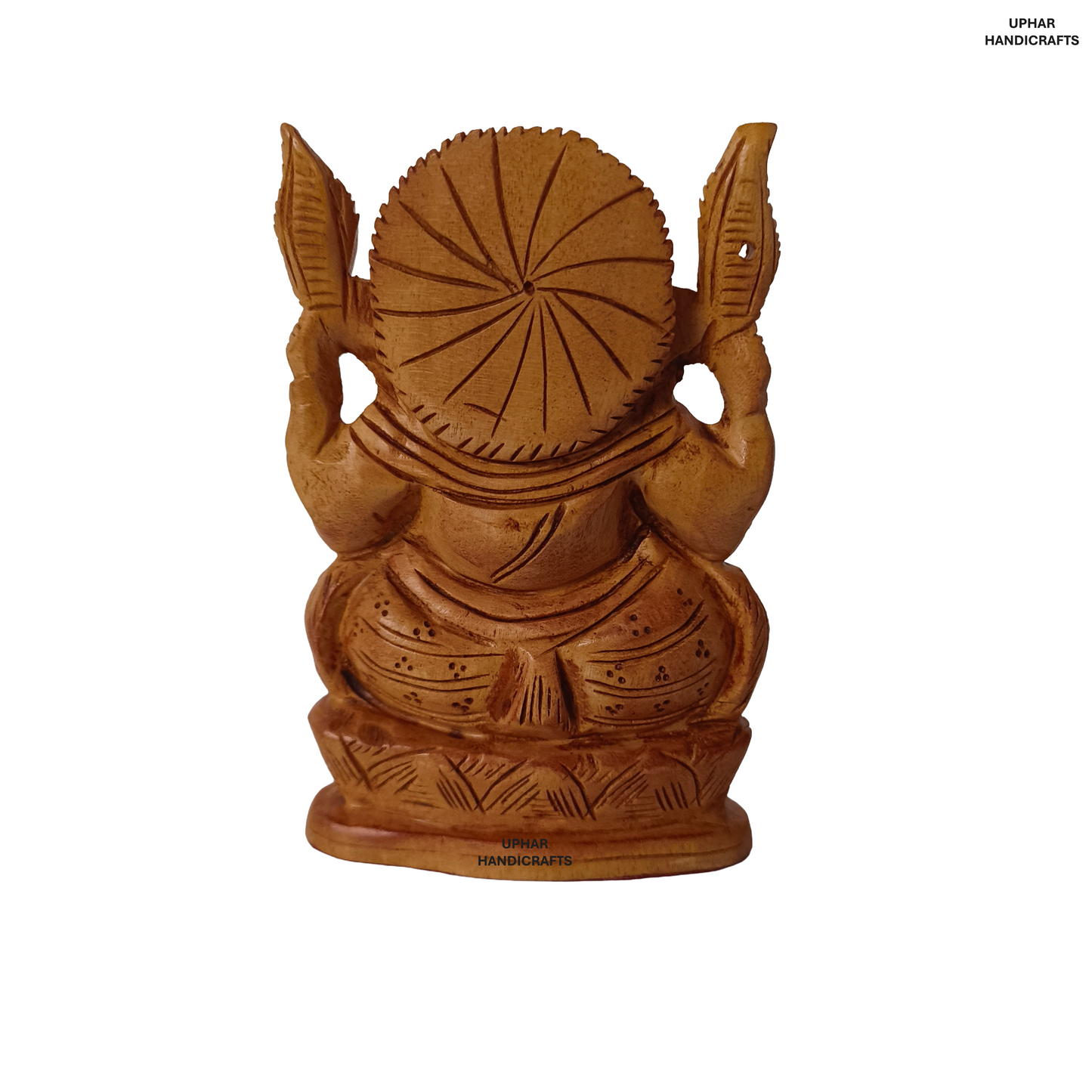 Hand-Carved Wooden Ganesh Statue 4 Inch Lord Ganesha Idol for Home Decor, Puja & Meditation