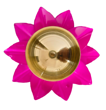 Pink Lotus Urli Diya – Brass Metal Deepak for Diwali Decor & Pooja