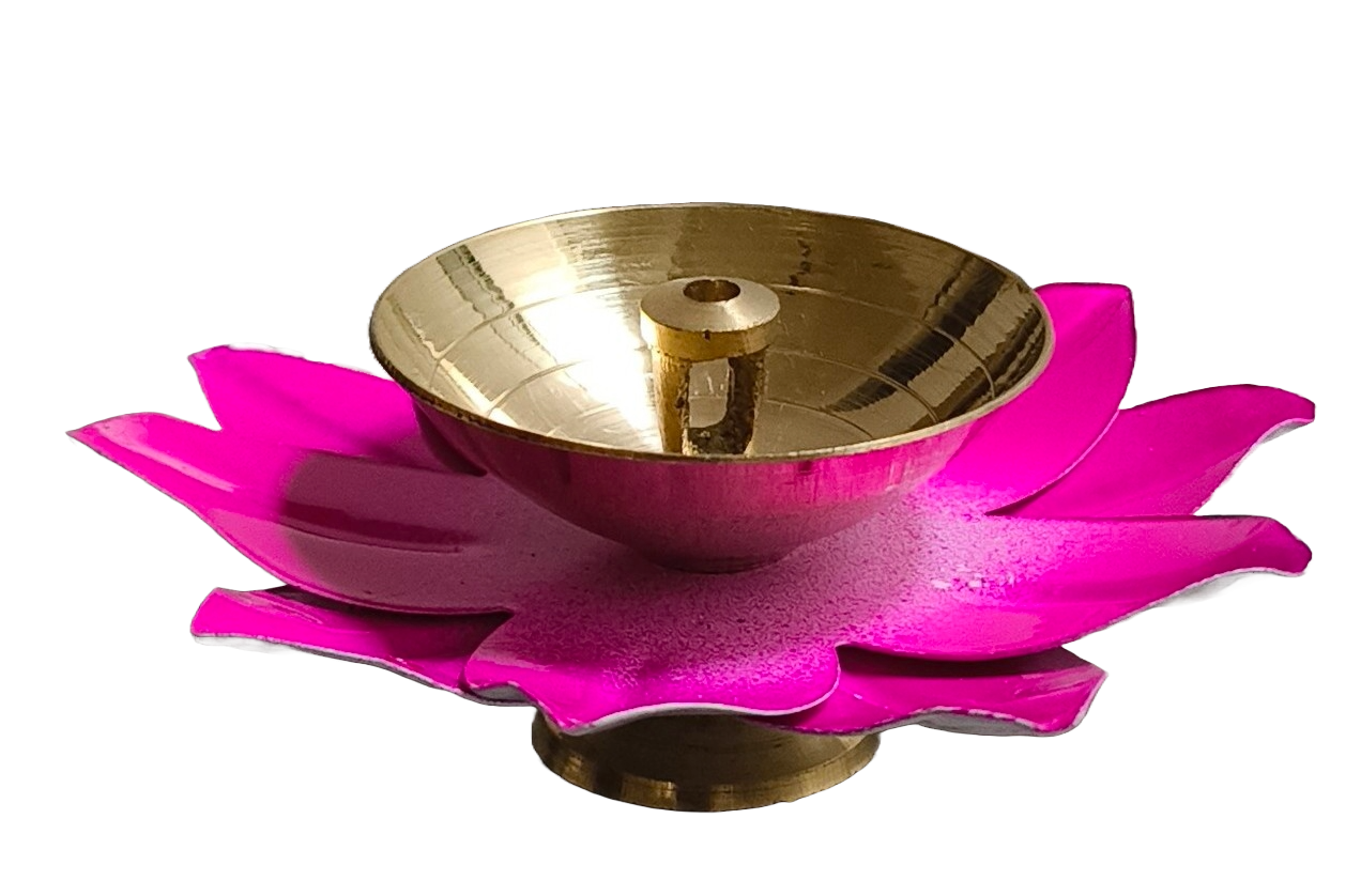 Pink Lotus Urli Diya – Brass Metal Deepak for Diwali Decor & Pooja