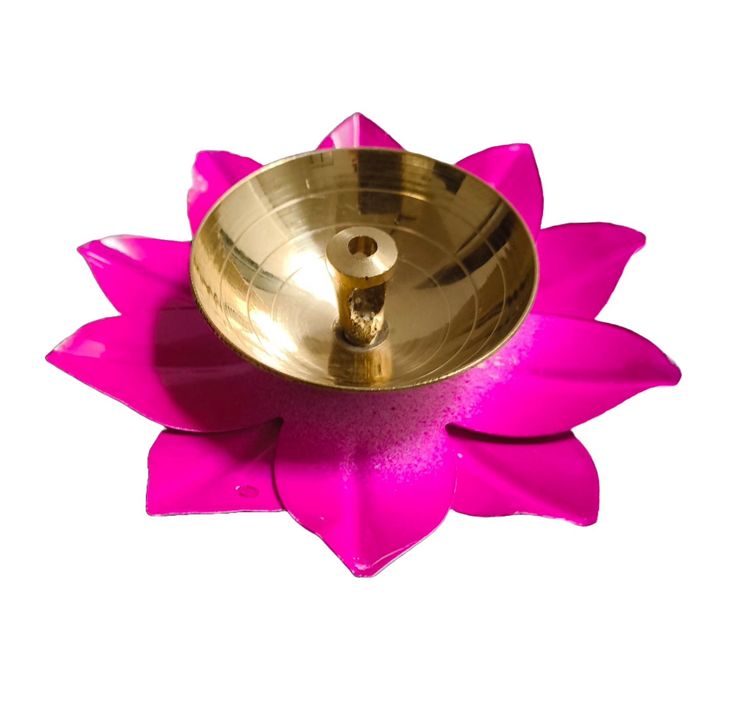 Pink Lotus Urli Diya – Brass Metal Deepak for Diwali Decor & Pooja