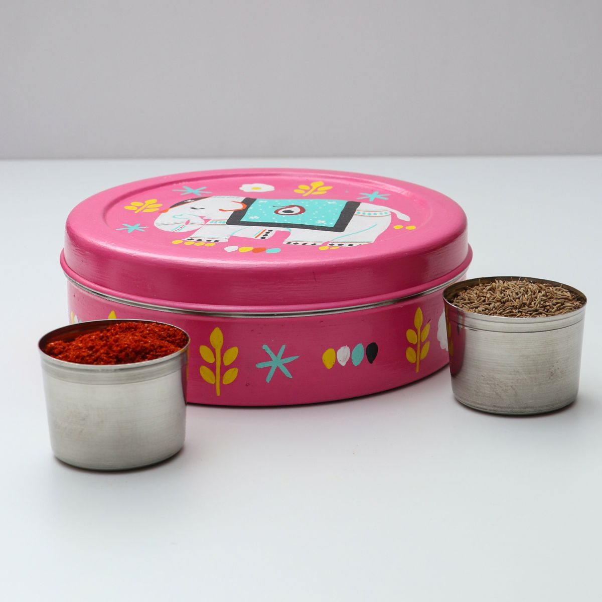 Handpainted Steel Spice box pink