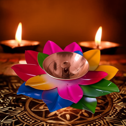 Ethnic Lotus Shape Diya for Pooja, Temple, Home & Spiritual Decor