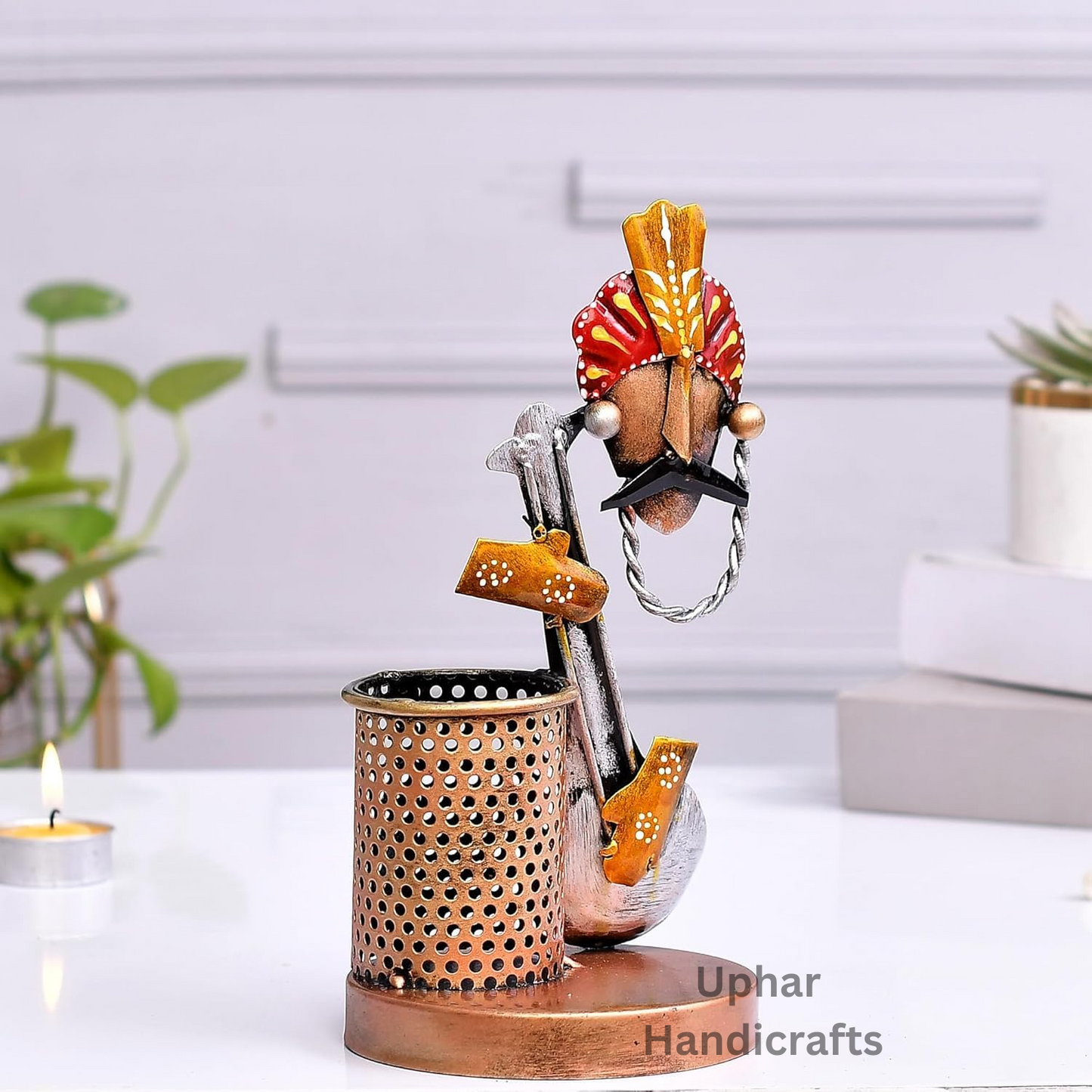 Metal Guitar Pen Stand – Artistic Desk Organizer (8 x 4.5 Inches)