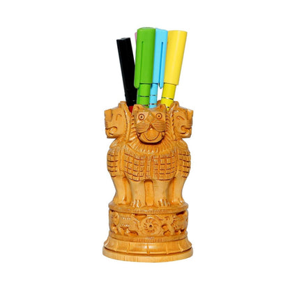 Ashok Stambh Wooden Pen Stand