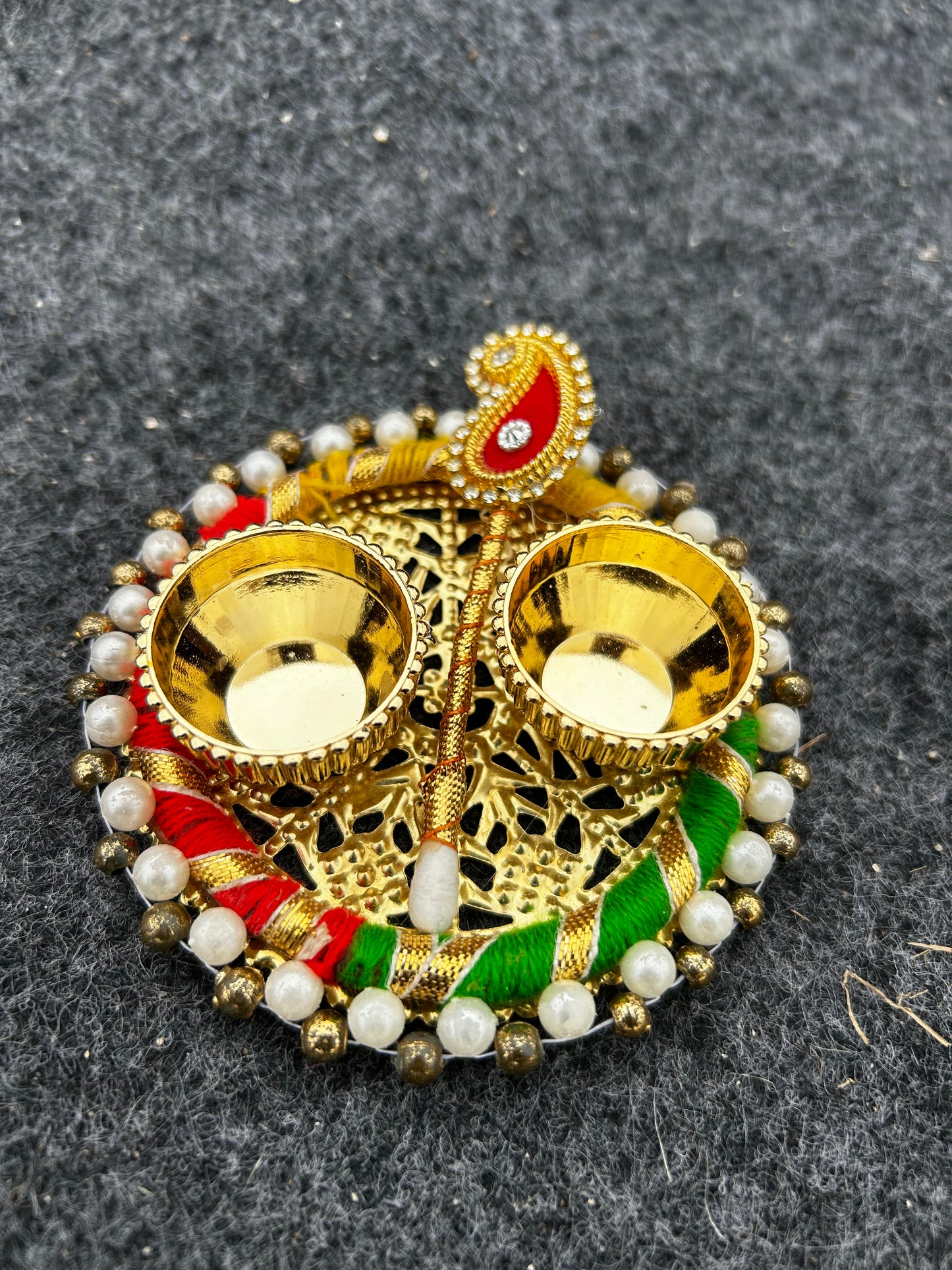 Akshat Kumkum Small Thali With Tikka Stick