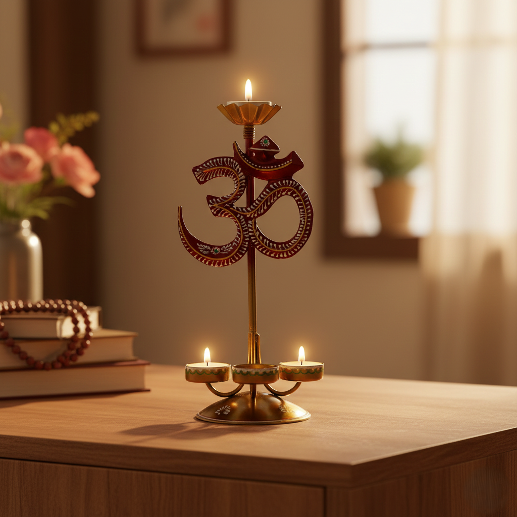 Metal Om Tealight Candle Holder
Handcrafted In India
Temple Decor
Uphar Handcrafts