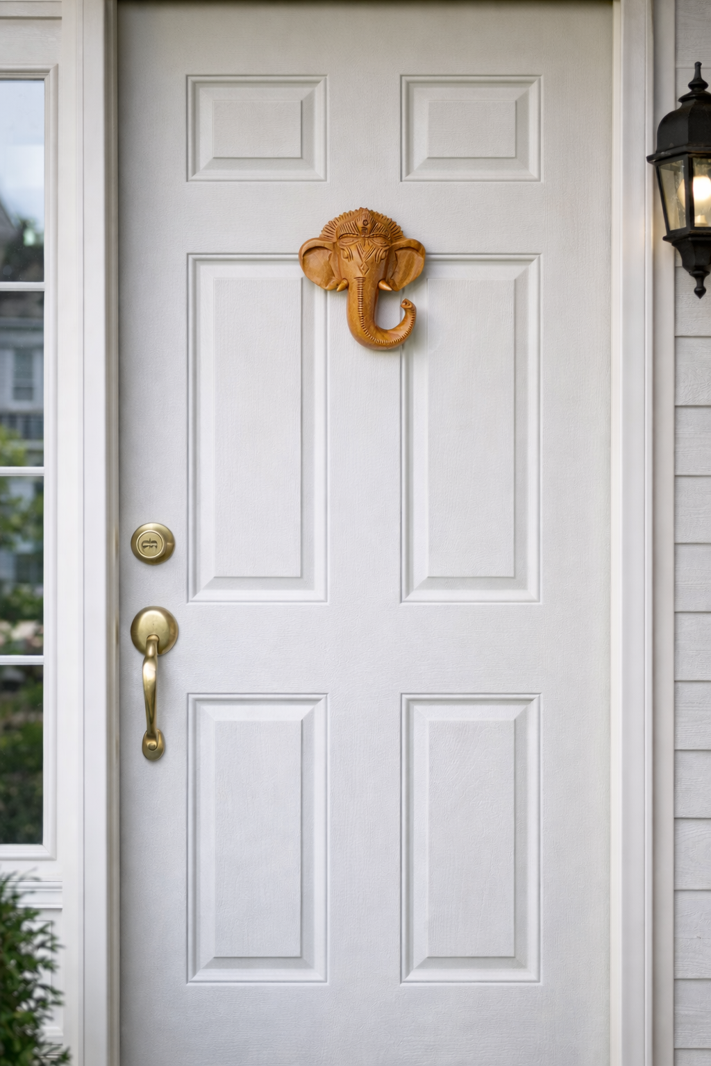 Hand-Carved Wooden Ganesh Face Wall Decor 4 Inch Lord Ganesha Head for Home & Office
