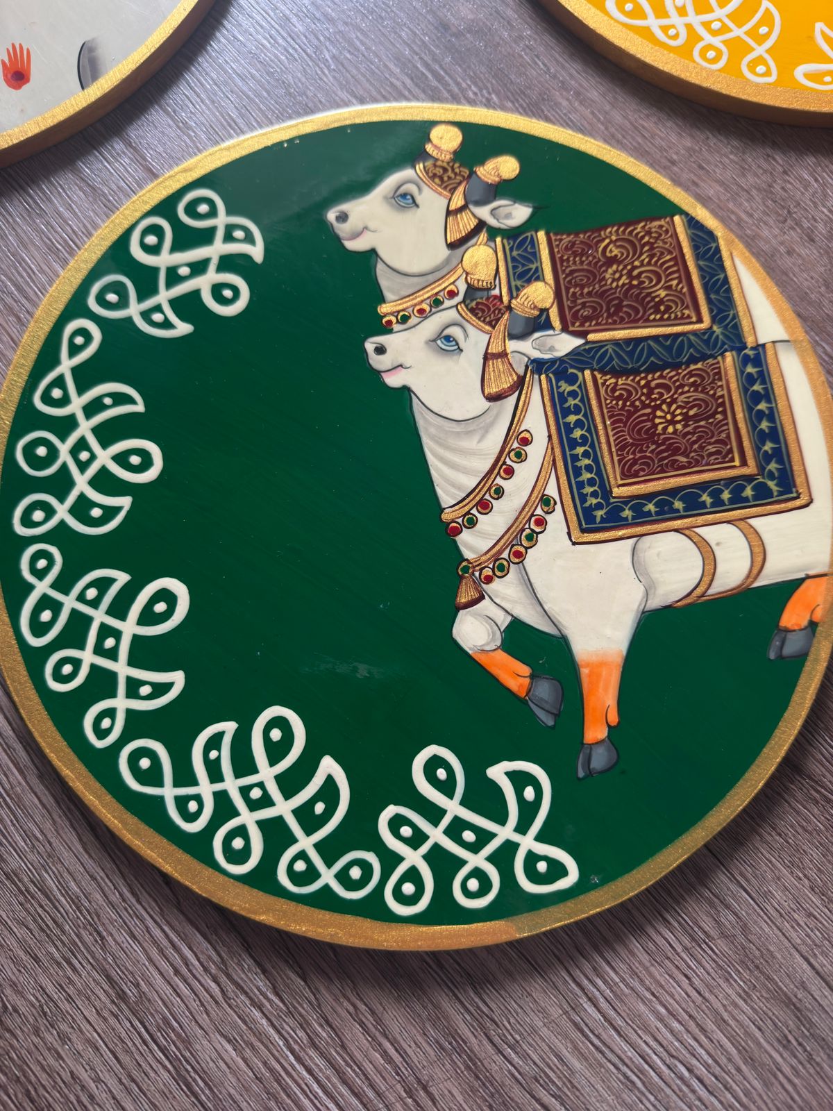 Wooden Wall Plate - Cow (Pichwai Wall hanging)