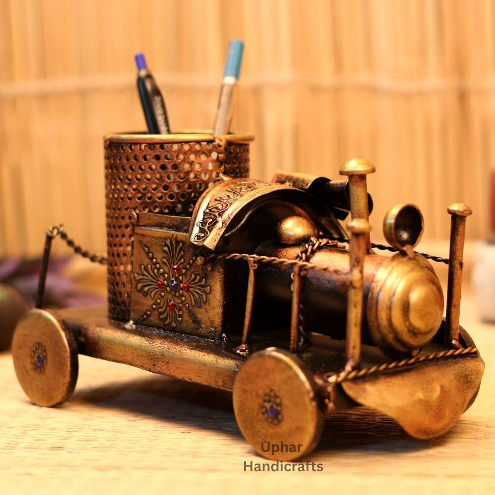 Antique Engine Metal Pen Holder
Golden Vintage Engine Design
High-Quality Durable Metal Construction
Multi-Use Desk Organizer and Pen Stand
Office Workspace and Shelf Decoration
Gift for Professionals Teachers and Collectors
Uphar Handicrafts