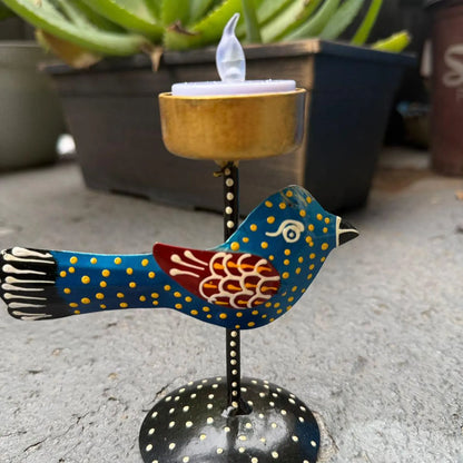 Decorative Bird Shape Candle Holder
Colorful red, blue, black Tealight Holder
Animal Inspired Hand Painting
Uphar Handicrafts