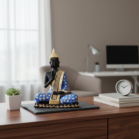 Blue and Gold Buddha Statue
Samadhi Mudra Meditation Pose
Spiritual Decor for Home Altar
Resin Buddha Meditation Statue
Uphar Handicrafts