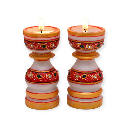 Marble Tealight Decor Candle Holder Stand Set of 2