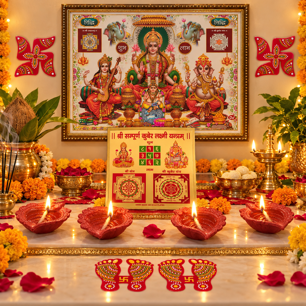 Diwali puja and decor set
Traditional Indian festive decoration set
Diwali Puja and home decor items
Laxmi Ganesh Sarasvati Kuber poster
Clay diyas and festive puja accessories
Uphar Handicrafts