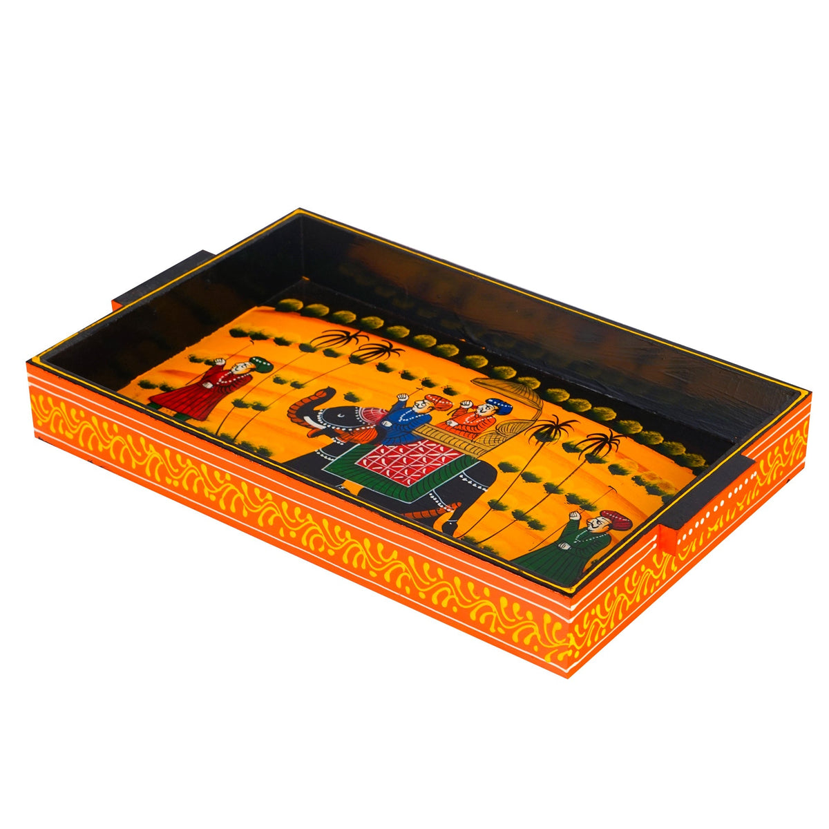 Elephant Rider Hand Painted Trays
Rajasthani Wooden Serving Set
Three Piece Tray Collection
Small Medium Large Serving Trays
Decorative Indian Handicraft
Uphar Handicrafts